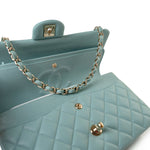 CHANEL Handbag 20C Tiffany Blue Caviar Quilted Classic Flap Medium Light Gold Hardware -Knockoff
