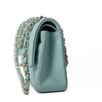 CHANEL Handbag 20C Tiffany Blue Caviar Quilted Classic Flap Medium Light Gold Hardware -Knockoff
