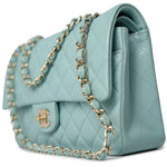 CHANEL Handbag 20C Tiffany Blue Caviar Quilted Classic Flap Medium Light Gold Hardware -Knockoff
