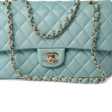 CHANEL Handbag 20C Tiffany Blue Caviar Quilted Classic Flap Medium Light Gold Hardware -Knockoff
