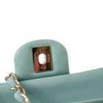 CHANEL Handbag 20C Tiffany Blue Caviar Quilted Classic Flap Medium Light Gold Hardware -Knockoff
