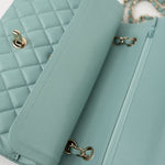 CHANEL Handbag 20C Tiffany Blue Caviar Quilted Classic Flap Medium Light Gold Hardware -Knockoff
