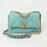 CHANEL Handbag 20C Tiffany Blue Goatskin 19 Flap Small Mixed Hardware -Knockoff
