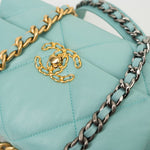 CHANEL Handbag 20C Tiffany Blue Goatskin 19 Flap Small Mixed Hardware -Knockoff
