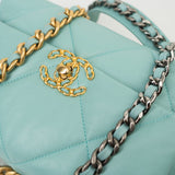 CHANEL Handbag 20C Tiffany Blue Goatskin 19 Flap Small Mixed Hardware -Knockoff
