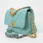 CHANEL Handbag 20C Tiffany Blue Goatskin 19 Flap Small Mixed Hardware -Knockoff
