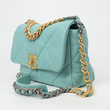 CHANEL Handbag 20C Tiffany Blue Goatskin 19 Flap Small Mixed Hardware -Knockoff
