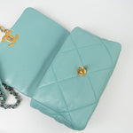 CHANEL Handbag 20C Tiffany Blue Goatskin 19 Flap Small Mixed Hardware -Knockoff
