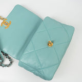 CHANEL Handbag 20C Tiffany Blue Goatskin 19 Flap Small Mixed Hardware -Knockoff
