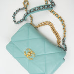 CHANEL Handbag 20C Tiffany Blue Goatskin 19 Flap Small Mixed Hardware -Knockoff
