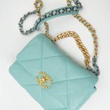 CHANEL Handbag 20C Tiffany Blue Goatskin 19 Flap Small Mixed Hardware -Knockoff
