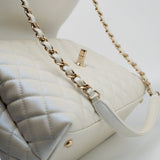 CHANEL Handbag 20K Iridescent White Caviar Quilted Coco Handle Medium Light Gold Hardware -Knockoff
