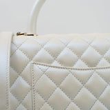 CHANEL Handbag 20K Iridescent White Caviar Quilted Coco Handle Medium Light Gold Hardware -Knockoff
