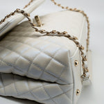 CHANEL Handbag 20K Iridescent White Caviar Quilted Coco Handle Medium Light Gold Hardware -Knockoff
