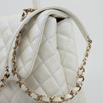 CHANEL Handbag 20K Iridescent White Caviar Quilted Coco Handle Medium Light Gold Hardware -Knockoff
