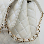 CHANEL Handbag 20K Iridescent White Caviar Quilted Coco Handle Medium Light Gold Hardware -Knockoff
