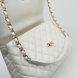 CHANEL Handbag 20K Iridescent White Caviar Quilted Coco Handle Medium Light Gold Hardware -Knockoff
