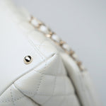 CHANEL Handbag 20K Iridescent White Caviar Quilted Coco Handle Medium Light Gold Hardware -Knockoff
