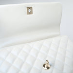 CHANEL Handbag 20K Iridescent White Caviar Quilted Coco Handle Medium Light Gold Hardware -Knockoff
