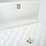 CHANEL Handbag 20K Iridescent White Caviar Quilted Coco Handle Medium Light Gold Hardware -Knockoff
