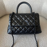 CHANEL Handbag 20P So Black Calfskin Quilted Coco Handle Small with Black Hardware -Knockoff
