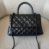 CHANEL Handbag 20P So Black Calfskin Quilted Coco Handle Small with Black Hardware -Knockoff
