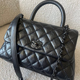 CHANEL Handbag 20P So Black Calfskin Quilted Coco Handle Small with Black Hardware -Knockoff
