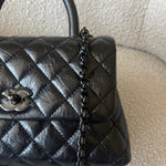 CHANEL Handbag 20P So Black Calfskin Quilted Coco Handle Small with Black Hardware -Knockoff
