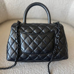 CHANEL Handbag 20P So Black Calfskin Quilted Coco Handle Small with Black Hardware -Knockoff
