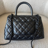 CHANEL Handbag 20P So Black Calfskin Quilted Coco Handle Small with Black Hardware -Knockoff
