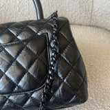 CHANEL Handbag 20P So Black Calfskin Quilted Coco Handle Small with Black Hardware -Knockoff
