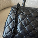 CHANEL Handbag 20P So Black Calfskin Quilted Coco Handle Small with Black Hardware -Knockoff
