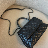 CHANEL Handbag 20P So Black Calfskin Quilted Coco Handle Small with Black Hardware -Knockoff
