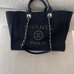 CHANEL Handbag 20S Black Large Deauville Shopping Bag Silver Hardware -Knockoff
