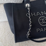 CHANEL Handbag 20S Black Large Deauville Shopping Bag Silver Hardware -Knockoff
