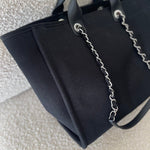 CHANEL Handbag 20S Black Large Deauville Shopping Bag Silver Hardware -Knockoff
