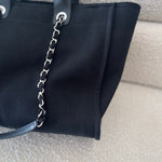 CHANEL Handbag 20S Black Large Deauville Shopping Bag Silver Hardware -Knockoff
