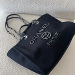 CHANEL Handbag 20S Black Large Deauville Shopping Bag Silver Hardware -Knockoff
