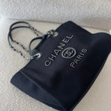 CHANEL Handbag 20S Black Large Deauville Shopping Bag Silver Hardware -Knockoff
