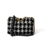 CHANEL Handbag 20S Black / White Ribbon Tweed 19 Flap Mixed Hardware Small -Knockoff
