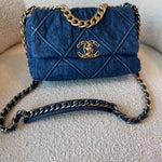 CHANEL Handbag 20S Blue Denim 19 Flap Quilted Small Mixed Hardware -Knockoff
