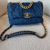 CHANEL Handbag 20S Blue Denim 19 Flap Quilted Small Mixed Hardware -Knockoff
