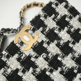 CHANEL Handbag 20S Ecru Black & White Tweed Quilted 19 Flap Small Mixed Hardware -Knockoff
