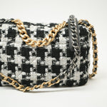 CHANEL Handbag 20S Ecru Black & White Tweed Quilted 19 Flap Small Mixed Hardware -Knockoff
