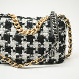 CHANEL Handbag 20S Ecru Black & White Tweed Quilted 19 Flap Small Mixed Hardware -Knockoff
