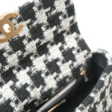 CHANEL Handbag 20S Ecru Black & White Tweed Quilted 19 Flap Small Mixed Hardware -Knockoff
