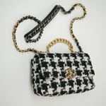 CHANEL Handbag 20S Ecru Black & White Tweed Quilted 19 Flap Small Mixed Hardware -Knockoff
