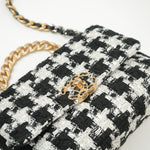 CHANEL Handbag 20S Ecru Black & White Tweed Quilted 19 Flap Small Mixed Hardware -Knockoff
