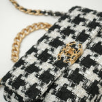 CHANEL Handbag 20S Ecru Black & White Tweed Quilted 19 Flap Small Mixed Hardware -Knockoff
