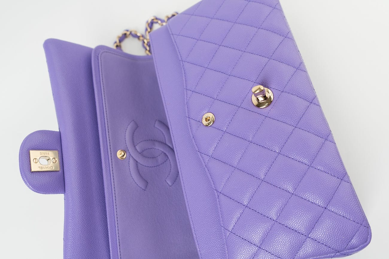 CHANEL Handbag 20S Purple Caviar Quilted Classic Flap Medium -Knockoff
